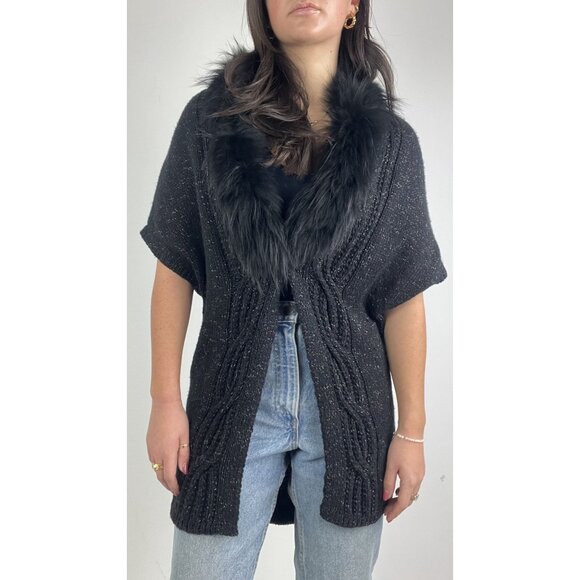 Olsen Europe Fur Trim Cardigan Sweater - Picture 11 of 16